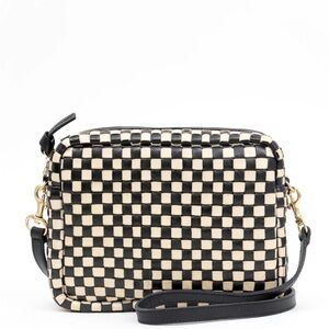 Clare V Black and Cream Crossbody MidiSac Bag with Bold Design